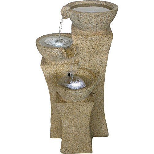 Outdoor Water Fountain With LED Lights- Lighted Pots Fountain with Cascading Bowls and Soothing...