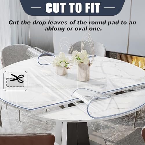 Image of LovePads Round Clear Table Protector, 1.5mm Thick 36 Inch Plastic Table Cover, Waterproof Vinyl Tablecloth Round Protective Tabletop Pad for Kitchen Countertop Coffee Desk, Heavy Duty & Easy to Clean