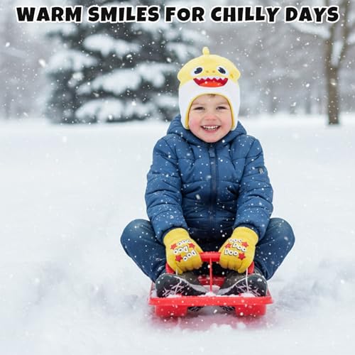 Image of Nickelodeon Boys' Baby Shark Winter Hat and 2 Pairs of Mitten Set (Toddler)