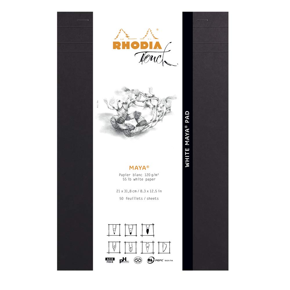 Rodia Touch Cf116104 Sketchbook Drawing Paper, Maya Pad White A4+ (White Paper, Plain, Paper Weight: 4.2 oz (120 g), 50 Sheets