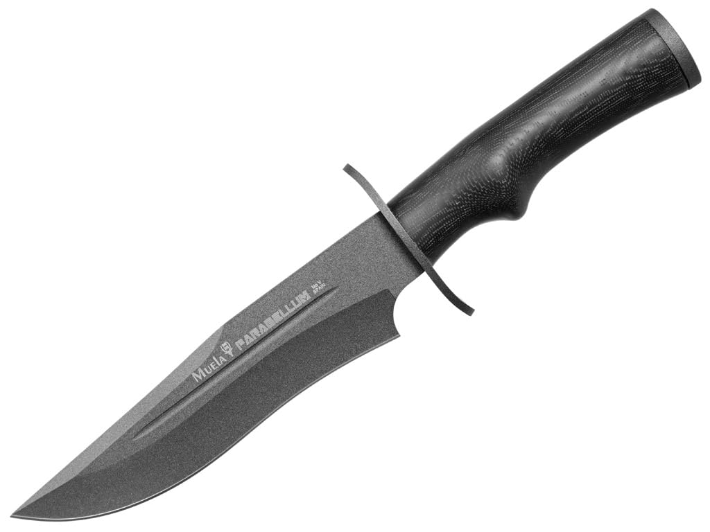 LO TRINCO YO Muela Cuchillo de Caza PARABELLUM- 17N con Hoja de Acero Inoxidable MOVA (1.4116) de 17 cm y empuñadura de Micarta negra para Caza, Pesca, Supervivencia y Bushcraft