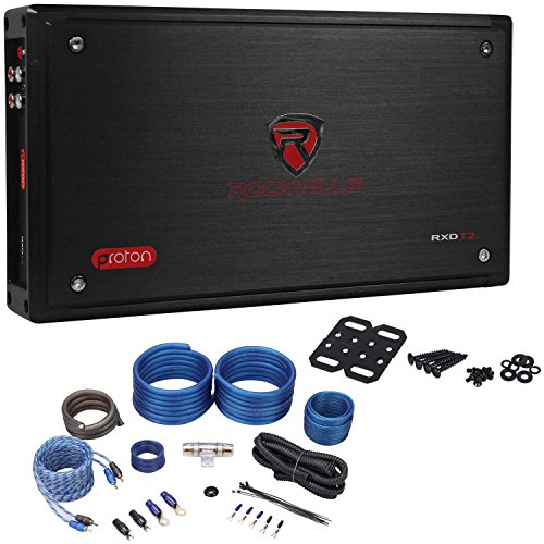 Rockville RXD-T2 Micro Car Amplifier 2400w 2 Channel 2x400W CEA Rated+Amp Kit