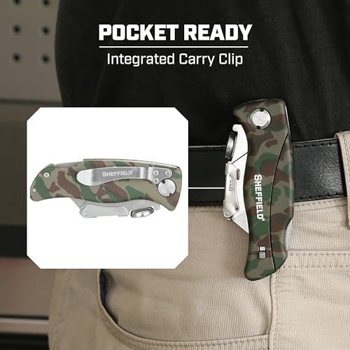 Image of Sheffield Utility Knife with 5 Utility Knife Blade Storage Compartment | Utility Knife Accepts Standard Utility Blades For Home, Office, Trades, and Warehouse