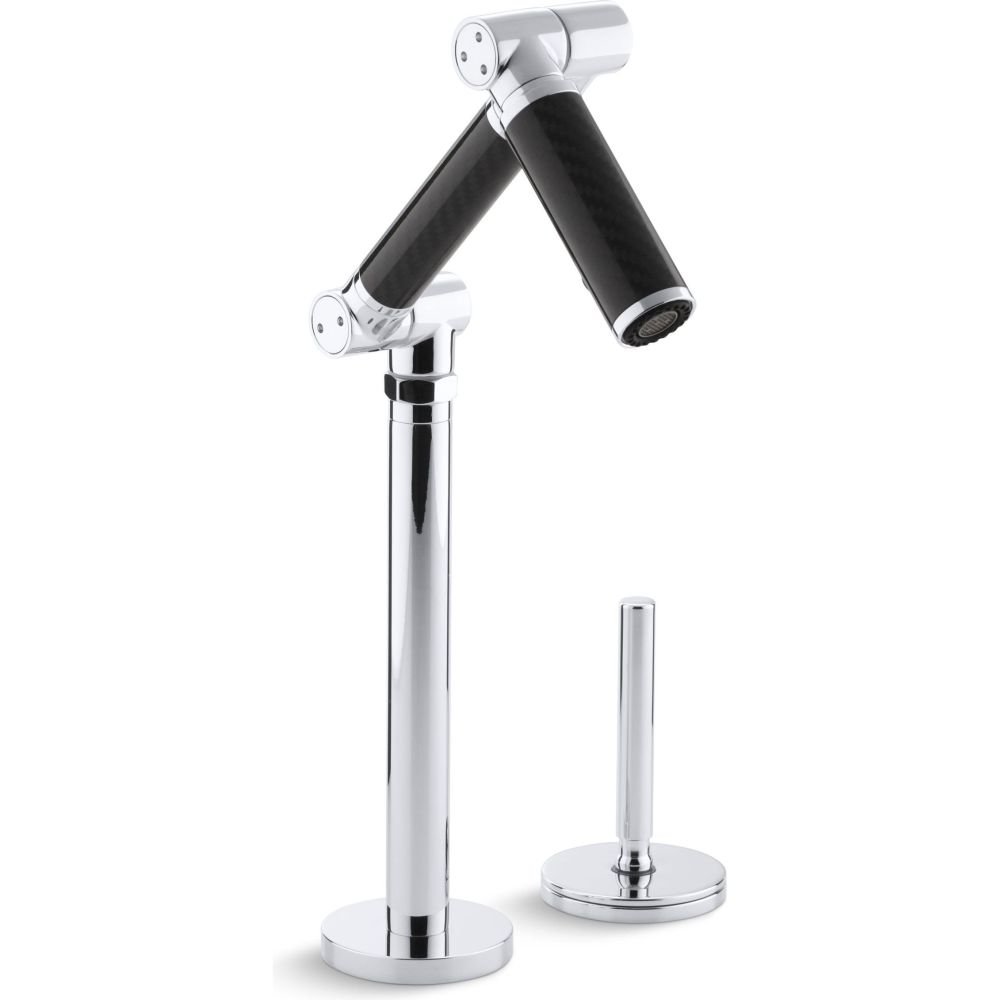 KOHLER K-6268-C12-CP Karbon Deck-Mount Lavatory Faucet with Black Tube Polished Chrome