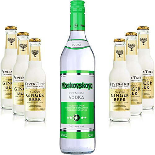 Moscow Mule Set - Moskovskaya Vodka 0,5l (40% Vol) + 6x Fever Tree Ginger Beer 200ml - Inkl. Pfand MEHRWEG