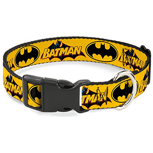 Buckle Down Vintage Batman Logo & Bat señal 3 Amarillo plástico Clip Collar Cover