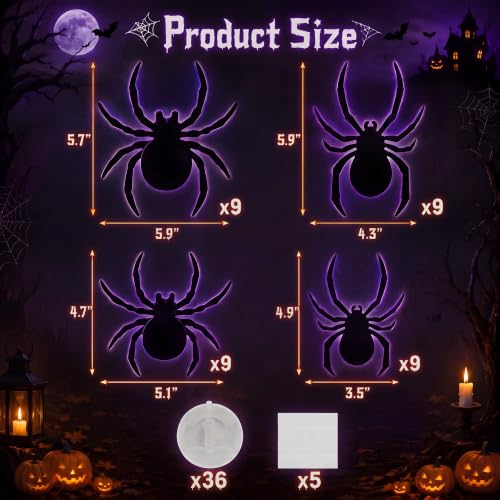 Xiaonanen Spider Halloween Decorations 36 Pack, 3D Spider Wall Decor Set - image 2