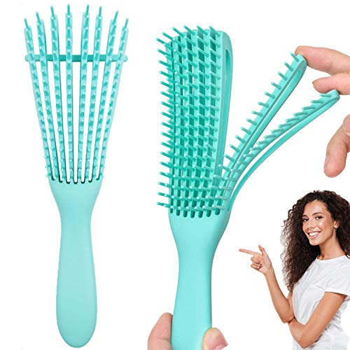 Detangling Hair Brush for Afro American Type 3a-4c,Hair Detangler Brush Black Natural Curly Wet Dry Thick Straight Long Hair, Comfortable Grip,Easy to Clean, Durable (Green)