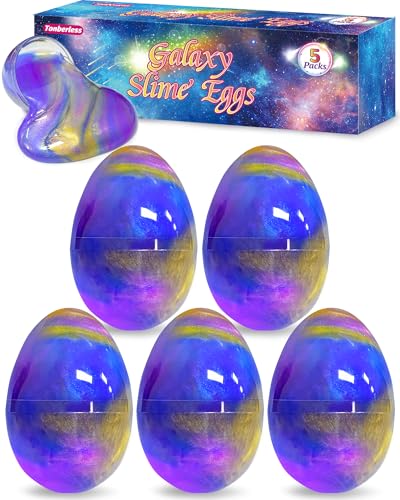 Tonberless 5 Pack Slime Filled Eggs Toys, Prefilled Easter Eggs Basket Stuffers for Teens Kids, Easter Egg Fillers Gifts Party Favors Treats for Teens Boys Girls Toddlers (Blue+Purple+Gold)