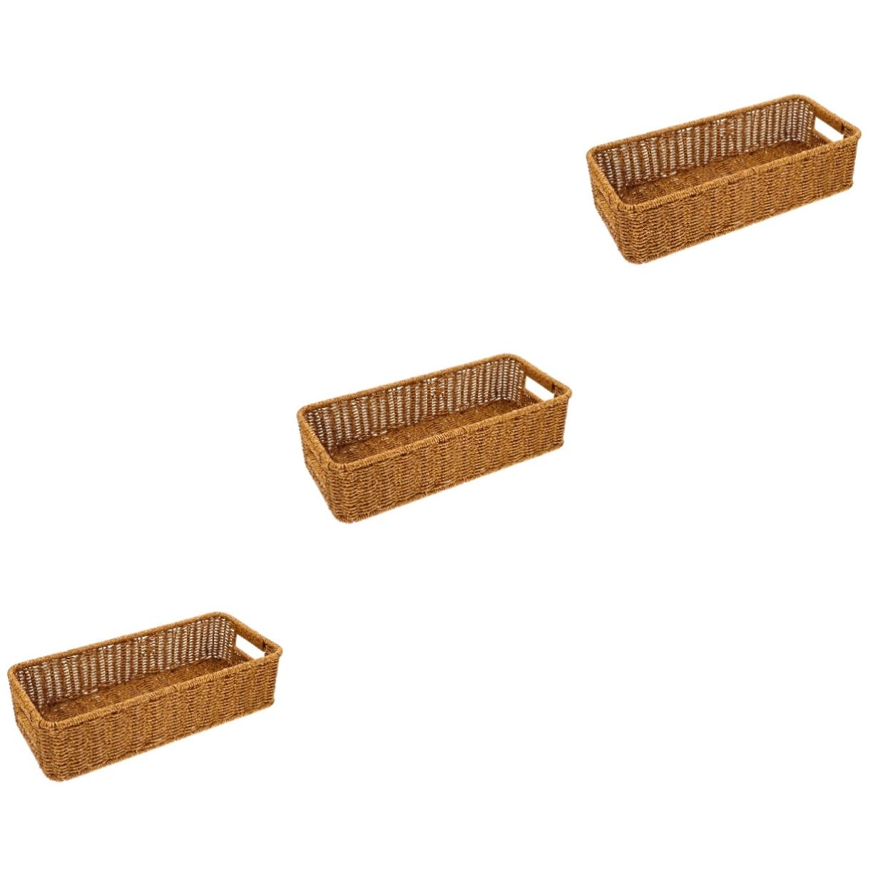 Mikinona 3 Cestas De Mimbre para Cubiertos Cesta Tejida para Cubiertos Cestas Tejidas Cestas De Mimbre para Servir Encimera Cajón para Organizador De Cajones De Utensilios