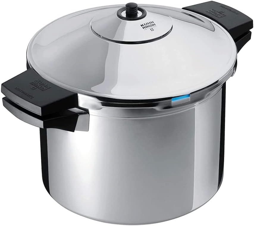 Kuhn Rikon Pressure Cooker Duromatic Inox 6L/22cm Food Steamer with Side Grips. Multi Cooker Hotpot with Auto Lock Lid. Stainless Steel Pot. Instant Cook Pot – 10 Year Kuhn Rikon Cookware Guarantee