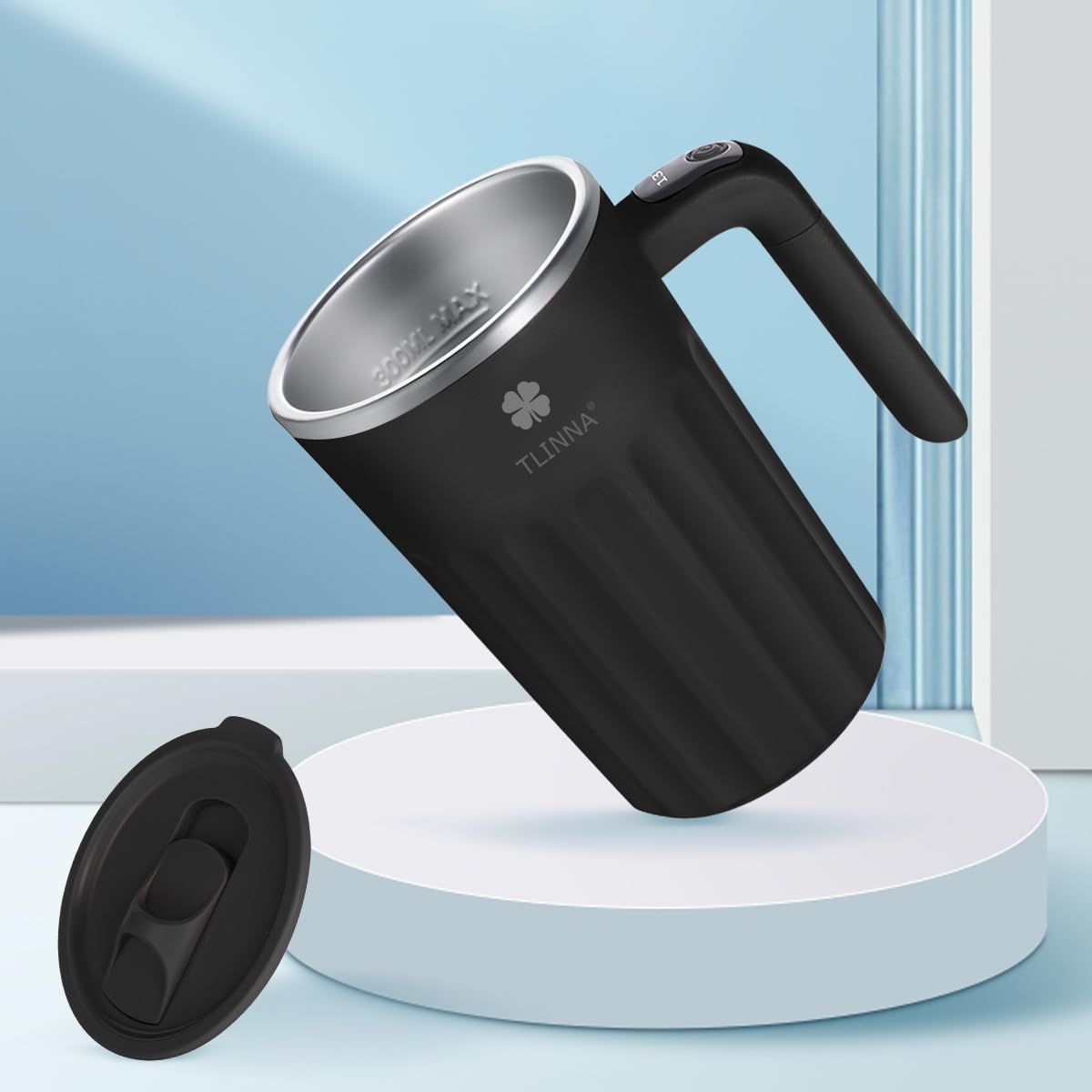 Drink Stirrer,Self Stirring Mug,Self Stirring Coffee Mug,Suitable for Coffee, Milk, Cocoa and Other Beverages (Black) - Image 4