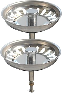 Talea 2 Pack 3 Inch Cable Control Stainless Steel Sink Drain Strainer Basket;Food Waste Filter Basket for Kitchen Sink,QS618C001