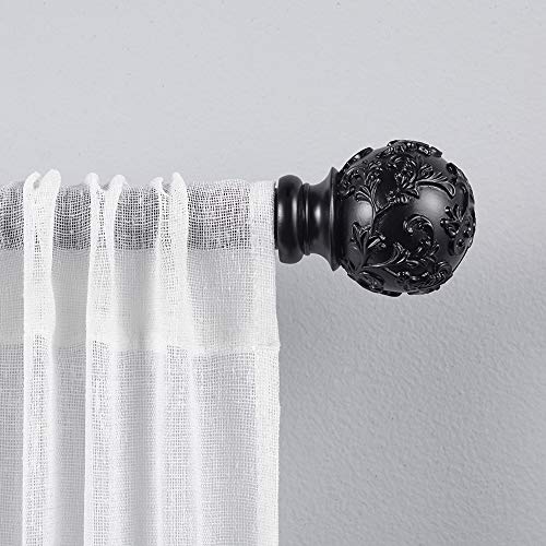 Exclusive Home Curtains ER1015-03 3672 Vine 1" Curtain Rod and Finial Set, 36"-72", Matte Black