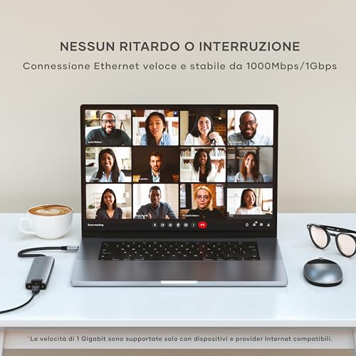 SATECHI 7 in 1 USB C Hub Slim Plus, HDMI 4K a 60Hz, PD da 100W, 2x Porte USB-A, Ethernet, SD/MicroSD – per MacBook Air e Pro, iPad, iPhone, Windows, Surface, ThinkPad, Chromebook – Grigio Siderale - Hub USB - Immagine 5