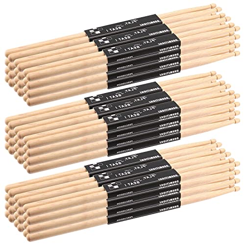 TAICHEUT 72 Pieces 36 Pairs 5a Drumsticks, Maple Wooden Drum Sticks, Wood Tip Drumstick Bulk...