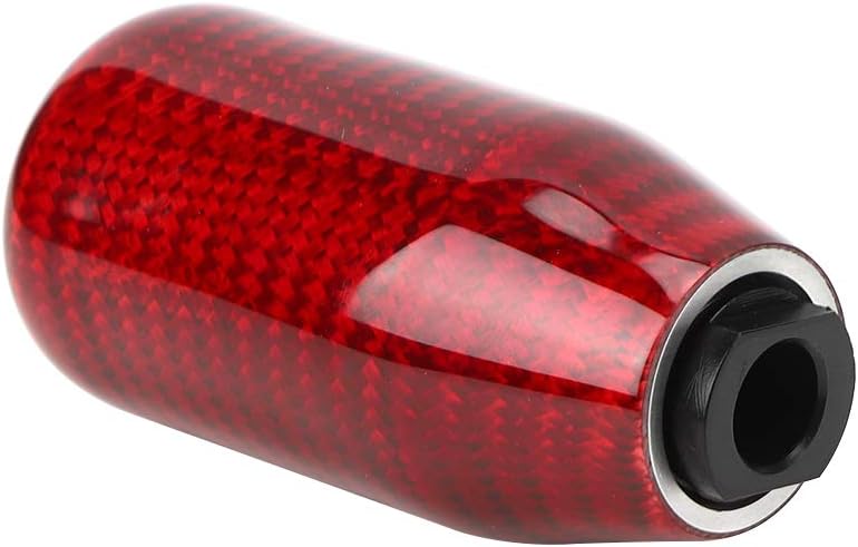 Tbest Shifter Knobs Red,Shifter Knob Red Carbon,Gear Shift Head Gear Shift Accessories Universal Car Gear Shift Knob Head Aluminum Carbon Fiber Auto Modification Red Short Type