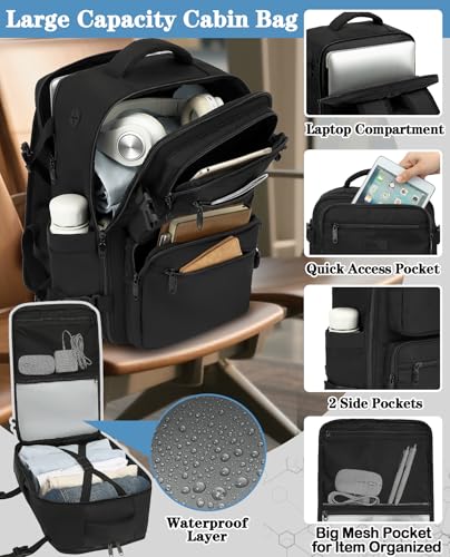 LYNXCHER Ryanair Cabin Bags 40x20x25 Travel Backpack Carry-ons Hand Luggage Bag Small Rucksack Underseat Cabin Size 20L Flight Laptop Bags(Black, S) - Image 3