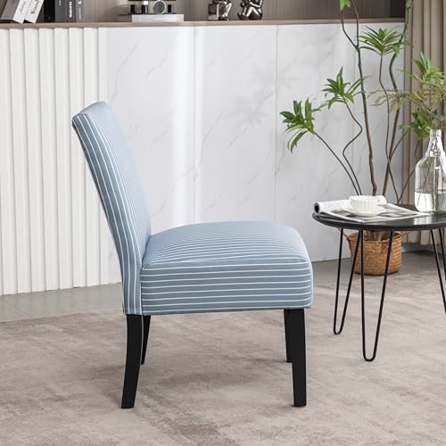 Roundhill Furniture Botticelli Blue Stripe Upholstered Slipper Accent Chair by Roundhill Furniture - Image 5