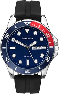Balearic Mens 44mm Quartz Watch with Analogue Day/Date Display, and Rubber Strap