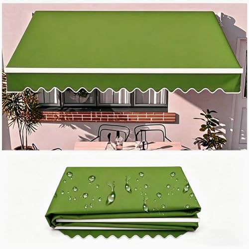4x2m Toldo Retráctil Manual Reemplazo de Tela Multiraya Toldo (Sin Marco) para Patio Cenador Cubierta Superior para Toldo Exterior Jardín Lona, Verde Hierba