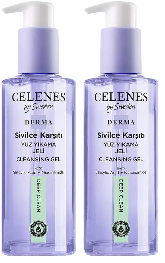 Celenes By Sweden Derma Sivilce Karşıtı Yüz Yıkama Jeli, 250 ml (2 paketi)