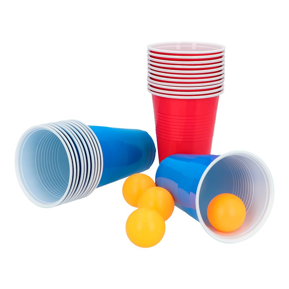Boland 30852 - Set da birra pong, 22 bicchieri e 4 palline, gioco per feste, compleanni, gioco per feste divertenti