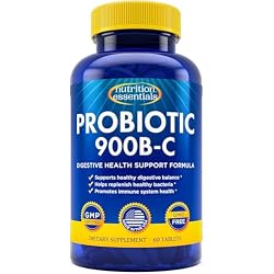 Nutrition Essentials Probiotics for Women and Men - with Lactase Enzyme and Prebiotic Fiber for Digestive Health - 80 Percent + More Potent Supplement for Gut Health Support - Vegan Formula