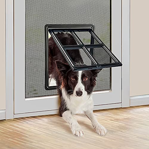 Namsan Pet Screen Door Dog Door For Sliding Door 12X16 Inches Doggy Door For Sliding Door Magnetic Close Cat Door Window Porch, Large, Black #TOP1