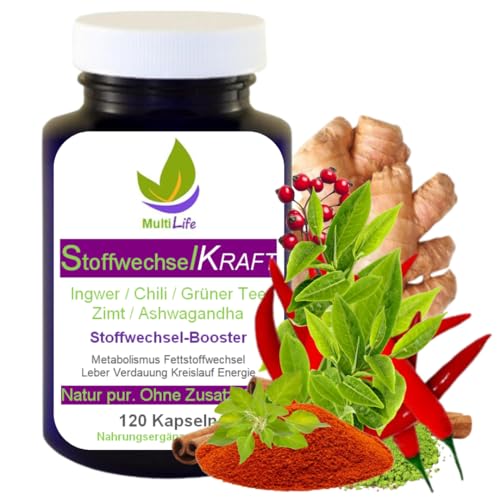 STOFFWECHSEL anregen, beschleunigen 120 Kapseln Fett- & Energiestoffwechsel ankurbeln TOP-5 Komplex: Chili, Ingwer, Grüntee, Zimt, Ashwagandha. 100% Natur pur OHNE Zusatzstoffe 27390-120 STOFFWECHSEL anregen, beschleunigen 120 Kapseln Fett- & Energiestoffwechsel ankurbeln TOP-5 Komplex: Chili, Ingwer, Grüntee, Zimt, Ashwagandha. 100% Natur pur OHNE Zusatzstoffe 27390-120