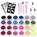 Kit Tatouage Paillettes, Kastiny Tatouages Temporaires de Maquillage Peintures avec 24 paillettes de Couleurs, Motif D'autocollant 143, 3 colles pour le Corps, 5 Pinceaux, Pour Carnaval Halloween