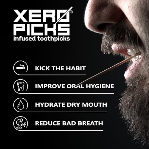 Image of Xero Picks Quit Infused Flavored Toothpicks to Help Quit Smoking (Pack of 3), Bubble Gum) Non-GMO Kosher Vegan