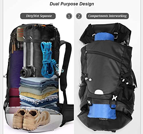 Homiee 50L Hiking Backpack Travel Bag Waterproof Camping Climbing Daypack Outdoor Sports Rucksack Backpacks With Rain Cover #TOP2