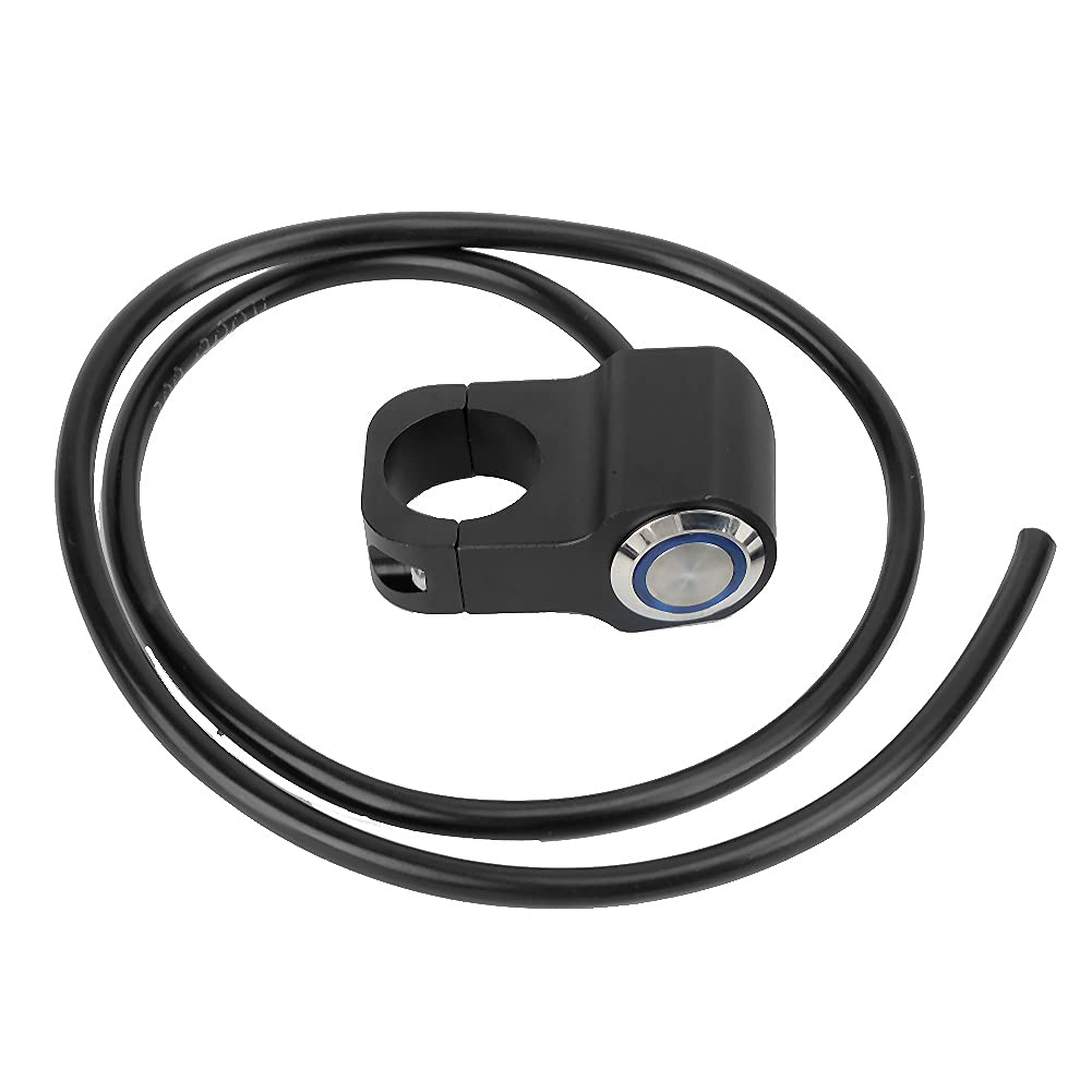 Interruttore impermeabile in acciaio da 22 mm per manubrio di moto e ATV, con spia blu, pulsante a ritorno automatico per faro, luce antinebbia e clacson; adatto a manubri da 0,87
