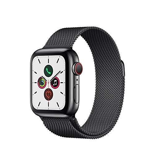 Image of Apple Watch Series 5 (GPS + Cellular, 40mm) - Space Black Stainless Steel Case with Black Milanese Loop