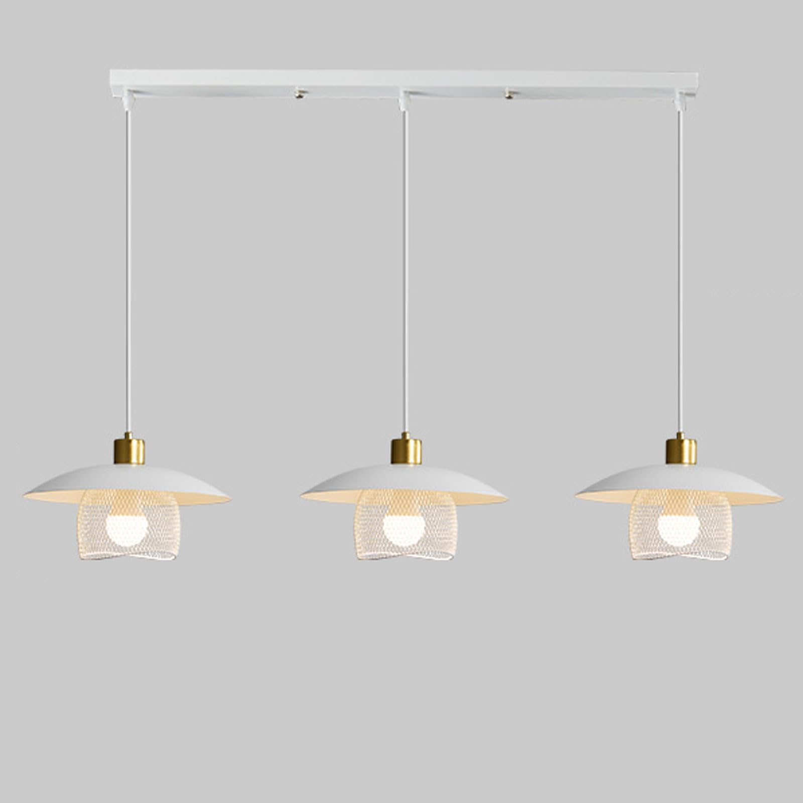 RSZCSMO E26 Tri-Color Grid Iron Dining Table Pendant Light Creative Flying Saucer Triple-Head Multi-Option Dining Hanging Lamp Bedroom, Study, Bar Counter Lighting Fixture