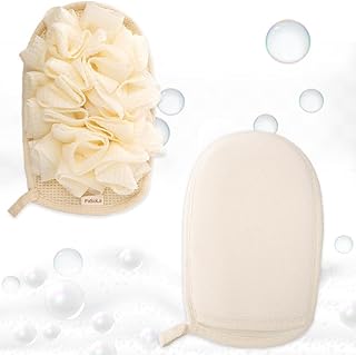 Weysoo 2PCS Exfoliating Glove for Women and Teens, Soft Double-Sided Exfoliating Mitt, Shower Gloves Natural Bath Loofah, Dead Skin Remover For Body, Body Scrub Gloves For Shower, Spa,Massage