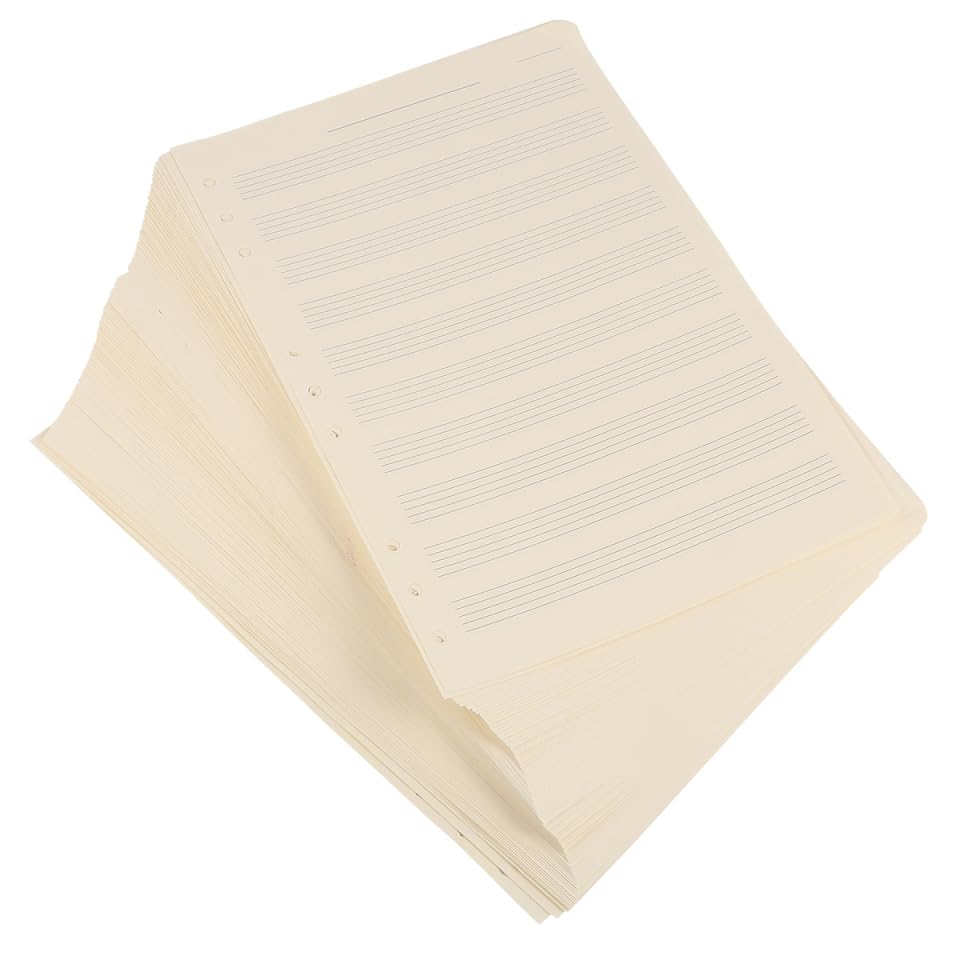 Operitacx Recambio De Papel Manuscrito Musical De 100 Hojas Con 10 Líneas De Pentagrama En Blanco Para Cuadernos De Música Uso Estudiantil Y Profesional