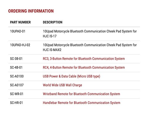 10Upad Bluetooth-Kommunikationssystem für Motorräder und Roller, Wangenpolstersystem für HJC IS-MAX2 - 7