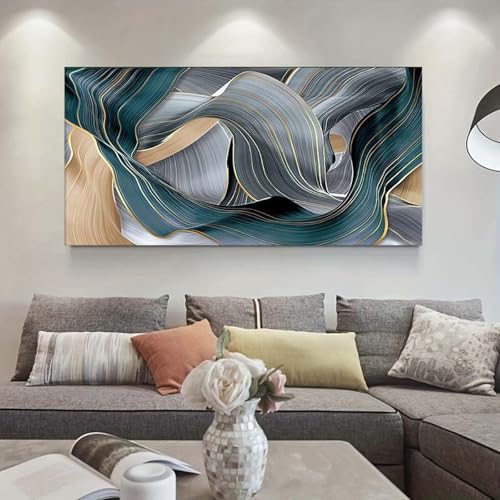 Affiches luxe ruban abstrait avec cadre intérieur pour salon moderne