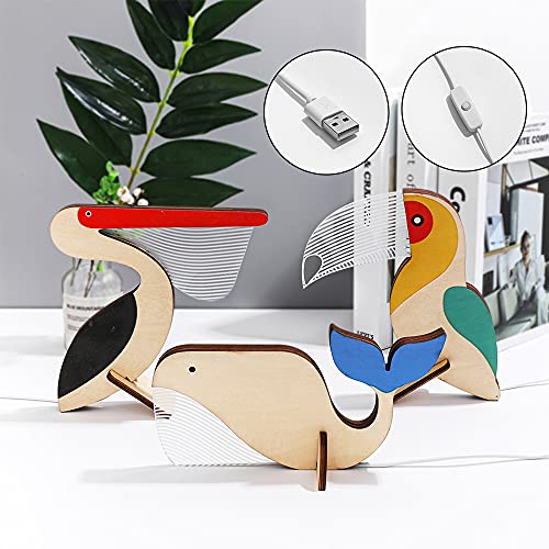 Lámpara de noche infantil en forma de pájaro de madera miniatura 7