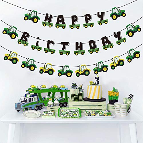 SUNBEAUTY 3 stuks tractor-verjaardagsbanner, Happy Birthday-slinger, tractor, verjaardagsdecoratie - Image 3