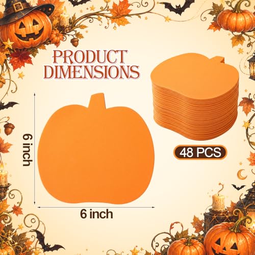 Image of Ireer 48 Pcs Large Foam Pumpkin Cutouts 6 Inch Halloween Crafts Cutouts Fall Bulletin Board Decorations for Fall Craft Project Supplies Halloween Party Chalkboard Wall Decor