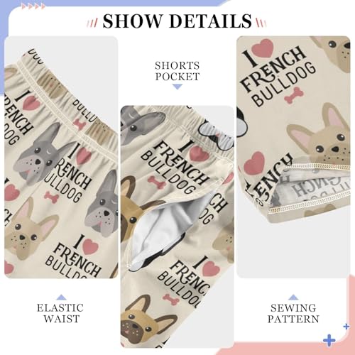 I Love French Bulldog Boys Long Pants Soft Trousers Elastic Waist Kids Lounge Bottoms with Pockets S-XL4