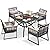 YITAHOME 5-Piece Outdoor Patio Furniture Dining Set, All-Weather Rattan Conversation Set with Wood Armrest, Soft Cushions and Glass Top Dining Table for Backyard Deck (Black+Light Gray)