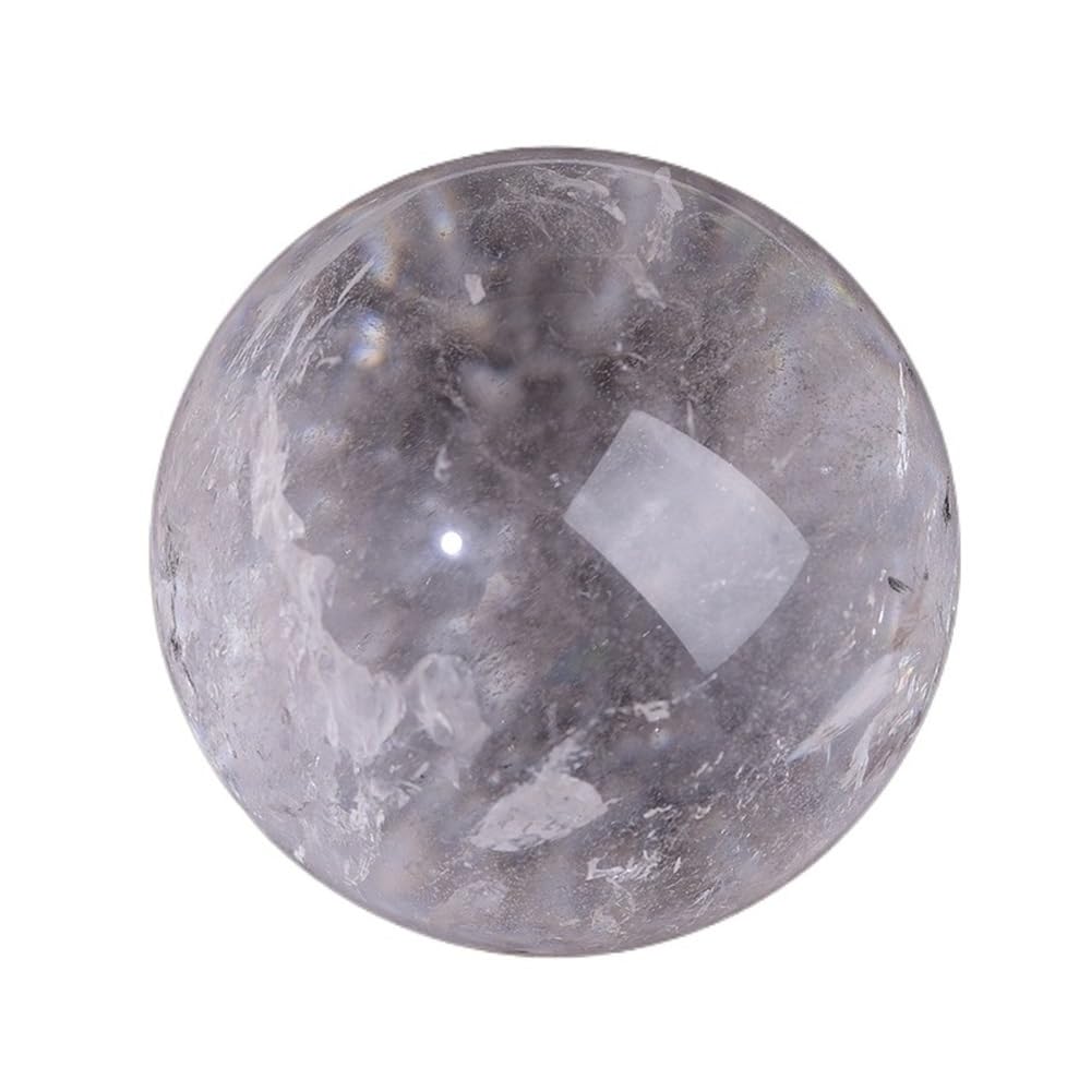 LLMWFA Decorative Ball Natural Crystal Spheres Round Sphere Balls, Tigers Eye/Citrine/White Quartz Polished Ball 1pc(White quartz,55mm)