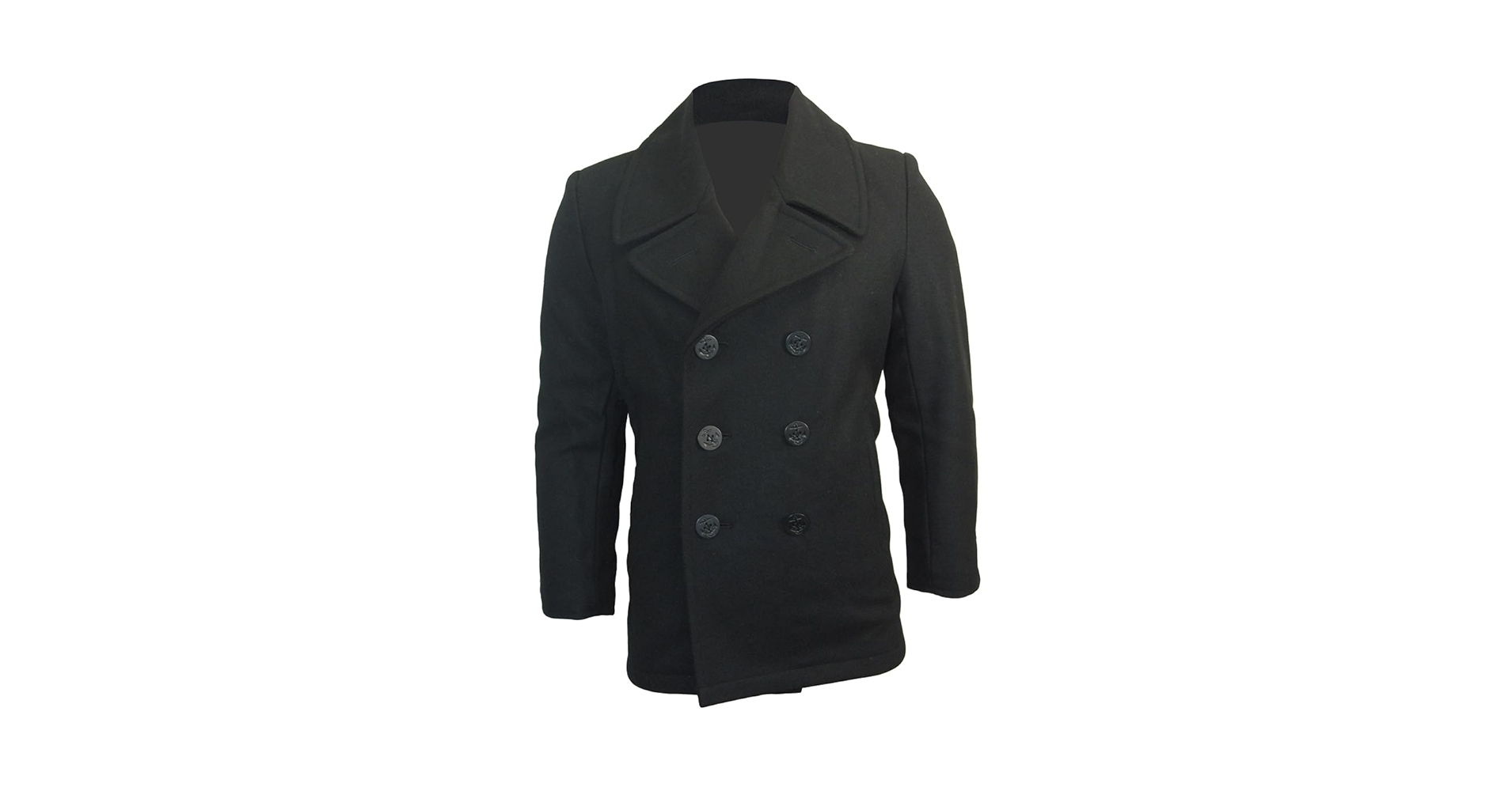 Mil-Tec Men's US Navy Pea Coat Black Size S at Amazon Men's
