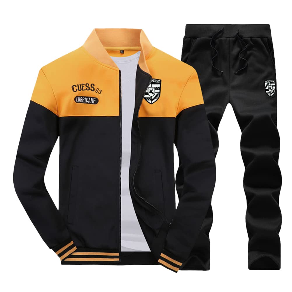GUOCU Survêtements Homme Ensemble 2 Pièces Jogging Sport Manches Longues Sweat-Shirt Zipper Sweat Veste et Pantalon Jogging,Automne Hiver Combinaison de Sport Vêtements de Sport Décontractés
