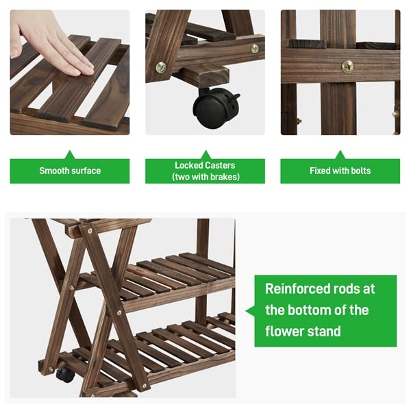 Étagère à Fleurs à 5 Niveaux Porte-plantes En Bois Pour Maison Balcon Terrasse Yaheetech 92260254