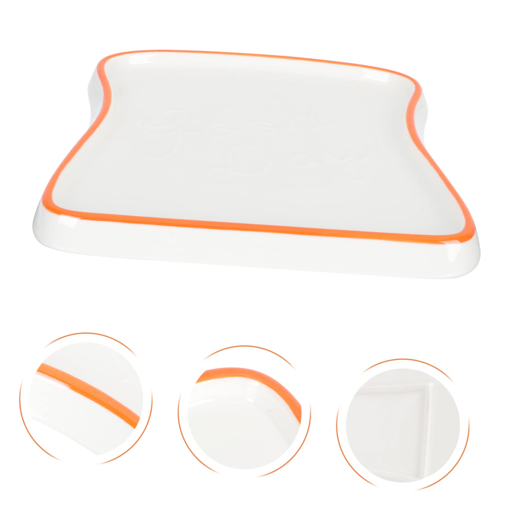 OFFSCH Ceramic Breakfast Meal Plate Toast Shape Food Tray Microwave Oven Safe for Home Accessory